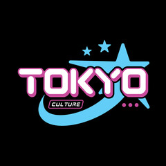 Wall Mural - tokyo japan y2k streetwear aesthetic slogan typography tshirt style logo vector icon design illustra