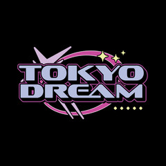 Wall Mural - tokyo japan y2k streetwear aesthetic slogan typography tshirt style logo vector icon design illustra