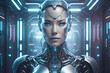 © Aillusionist - portrait of a cyborg woman in the space ship, robot, ai, technology