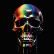 futurystyczna czaszka człowieka w kolorach tęczy