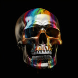 Fototapeta Tęcza - futurystyczna czaszka człowieka w kolorach tęczy