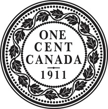 Canada One Cent Dollar Coin 1911 Vector Design Handmade Silhouette