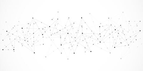 Minimalistic design with connecting the dots and lines. Abstract geometric background of science and technology concept
