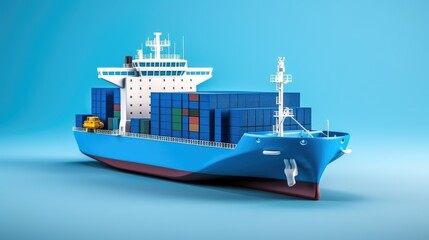 3d Illustration Simple Cargo Ship in Isolated Background