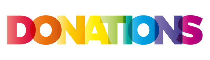 Wall Mural - the word donations. vector banner with the text colored rainbow.