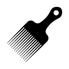 Afro pick comb silhouette isolated on white background