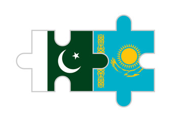 puzzle pieces of pakistan and kazakhstan flags. vector illustration isolated on white background