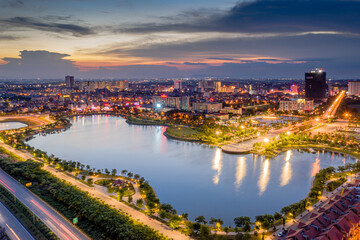 Wall Mural - Bac Ninh city lanscape by sky 