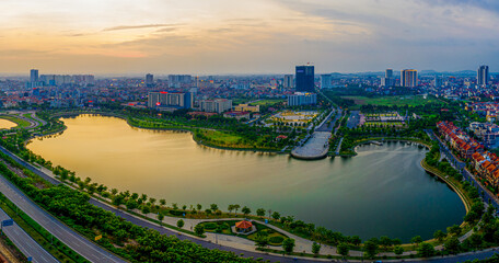 Wall Mural - Bac Ninh city lanscape by sky 