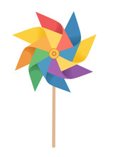 Colorful Pinwheel Simple Hand Toy With Wind Fan Vector Illustration Isolated On White Background