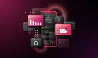 Wall Mural - Abstract background image, technology concept, website and mobile data graph visualization.