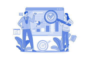 Wall Mural - the business team is analyzing business data for business growth.