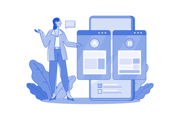 Wall Mural - the ux/ui designer is conducting ab testing for better conversions and engagement.