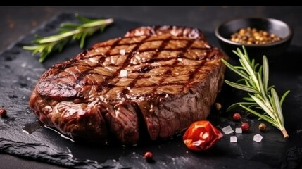 Ribeye steak from marbled beef medium rare, ribeye beef steak grilled perfectly