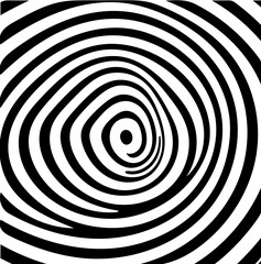 Sticker - Black and white illustration of psychic waves, spiral pattern, zebra lines, illusion art