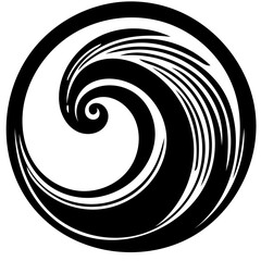 Poster - Black and white illustration of psychic waves, spiral pattern, zebra lines, illusion art