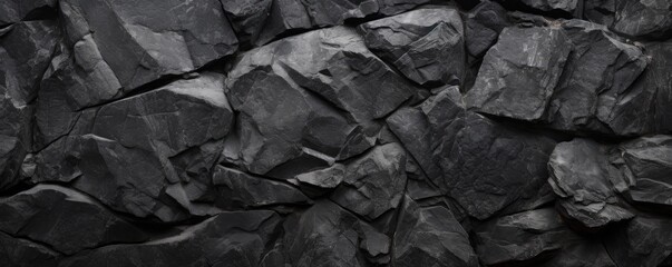 Wall Mural - Dark grey stone wall texture background banner
