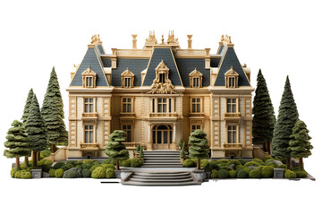 model of mansion isolate on white backgroun