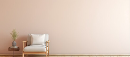 Sticker - Wooden chair for the living room isolated pastel background Copy space