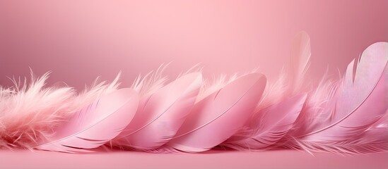 Aufkleber - Vintage pink color trends with a delicate chicken feather texture in a isolated pastel background Copy space