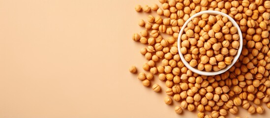 Wall Mural - Varieties of chickpeas pictured on a isolated pastel background Copy space