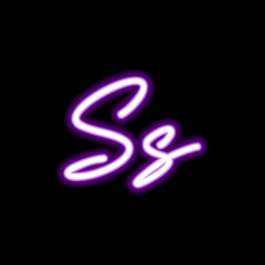 Sticker - Neon letter S on dark background, vector illustration