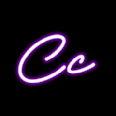 Canvas Print - Neon letter C on dark background, vector illustration