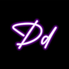 Sticker - Neon letter D on dark background, vector illustration