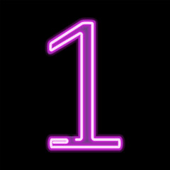 Canvas Print - Neon number 1 on dark background, vector illustration