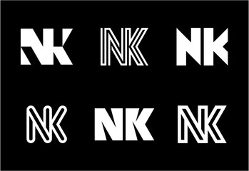 Wall Mural - Set of letter NK logos. Abstract logos collection with letters. Geometrical abstract logos