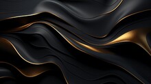 3D Abstract Wallpaper. Three-dimensional Dark Golden And Black Background. Golden Wallpaper. Black And Gold Background
