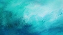 Abstract Art Teal Blue Green Gradient Paint Background With Liquid Fluid Grunge Texture In Concept Winter, Ocean