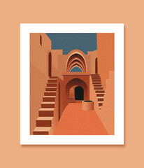 Wall Mural - Minimal vector art of an old city yazd in iran