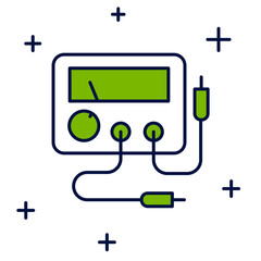 Sticker - Filled outline Ampere meter, multimeter, voltmeter icon isolated on white background. Instruments for measurement of electric current. Vector