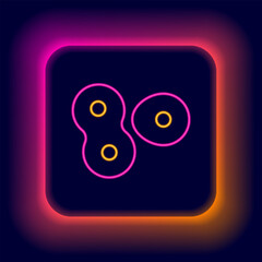 Sticker - Glowing neon line Cell division process icon isolated on black background. Colorful outline concept. Vector