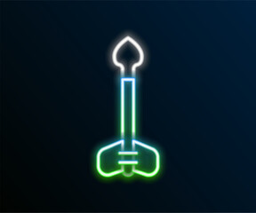 Poster - Glowing neon line Arrow icon isolated on black background. Colorful outline concept. Vector