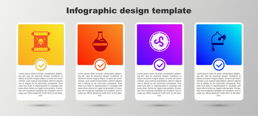 Set Decree, parchment, scroll, Bottle with potion, Shield viking and Viking horned helmet. Business infographic template. Vector