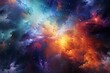 Vivid outer space artwork showcasing vibrant abstract galaxy and boundless nebula. Generative AI