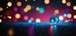 A single blue christmas bauble shining like a disco ball with colorful glowing lights bokeh background. Large negative space for text, graphics and personal messages