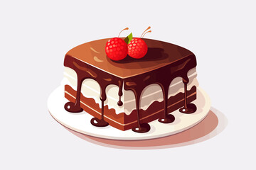 Wall Mural - chocolate cake vector flat minimalistic isolated vector style illustration