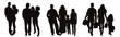 Set of vector silhouettes of family on white background. Symbol of home and parenthood.