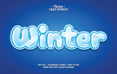 Wall Mural - Winter Editable Vector Text Effect.