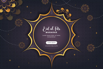 Wall Mural - Eid Mubarak Greetings Vector Illustration, Eid Al-Fitr Mubarak