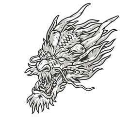 Sticker - Hell Dragon Face monochrome logotype