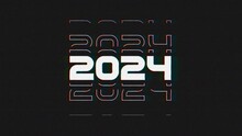 2024 Text Design. Loop Typography animation Design Element for New Year 2024 Social Media Post, Greeting Card, Banner, Poster, Retro Text Effect, vintage style of eighties, cyberpunk style new year
