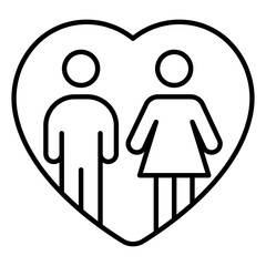 Wall Mural - Couple In Love Outline Icon