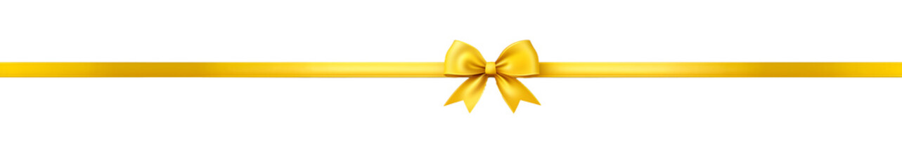 yellow ribbon and bow isolated against transparent background