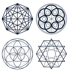 Wall Mural - A set of different geometric mysterious shapes