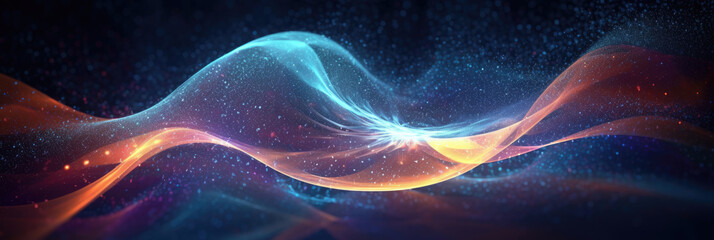 Wall Mural - abstract futuristic wave with dynamic particles for background. generative ai