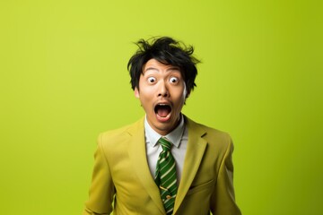 Poster - Asian man surprised shocked face portrait